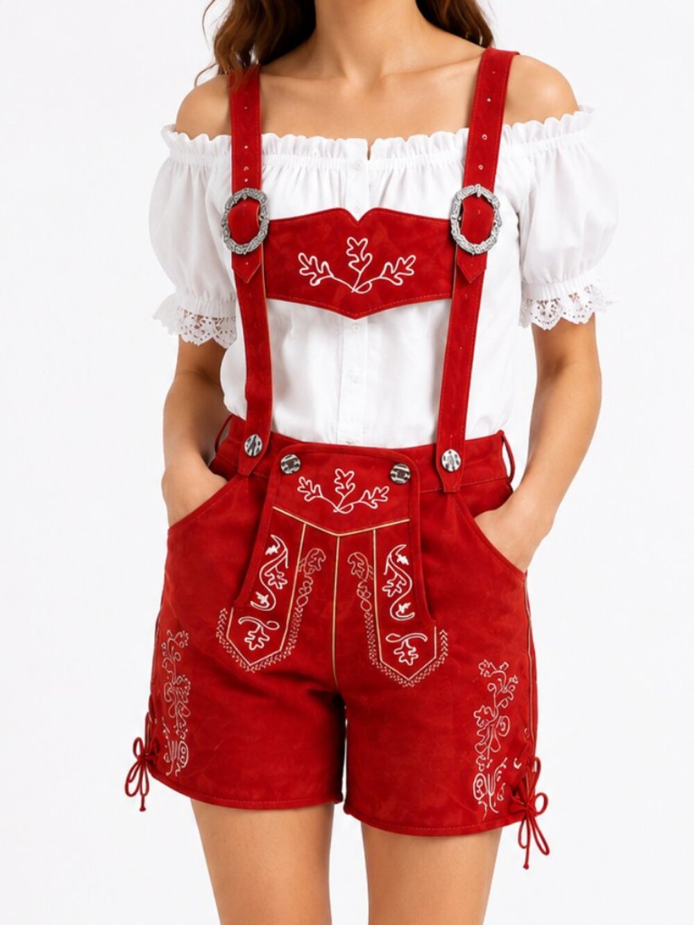 Women’s Suede Lederhosen Oktoberfest Outfit Bavarian Style Costume